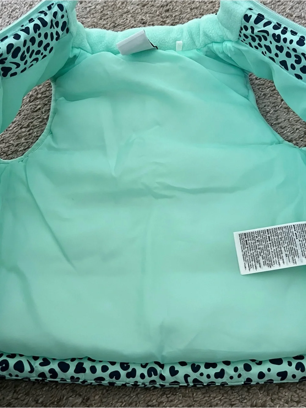 Nike Mint Teal Leopard Print Puffer Vest Size 2